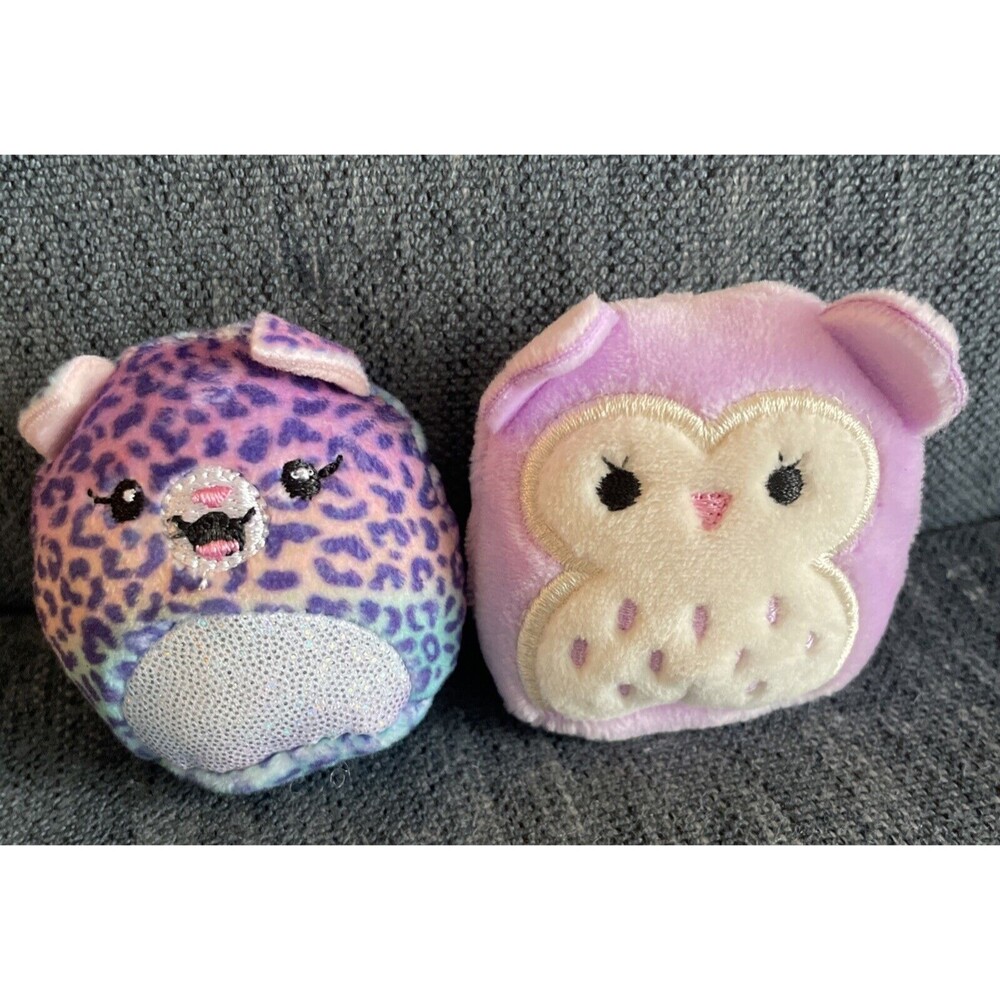 Squishmallow Squishville Plush Lot of 2 Holly The Owl Kat Leopard Mini 2 Inch